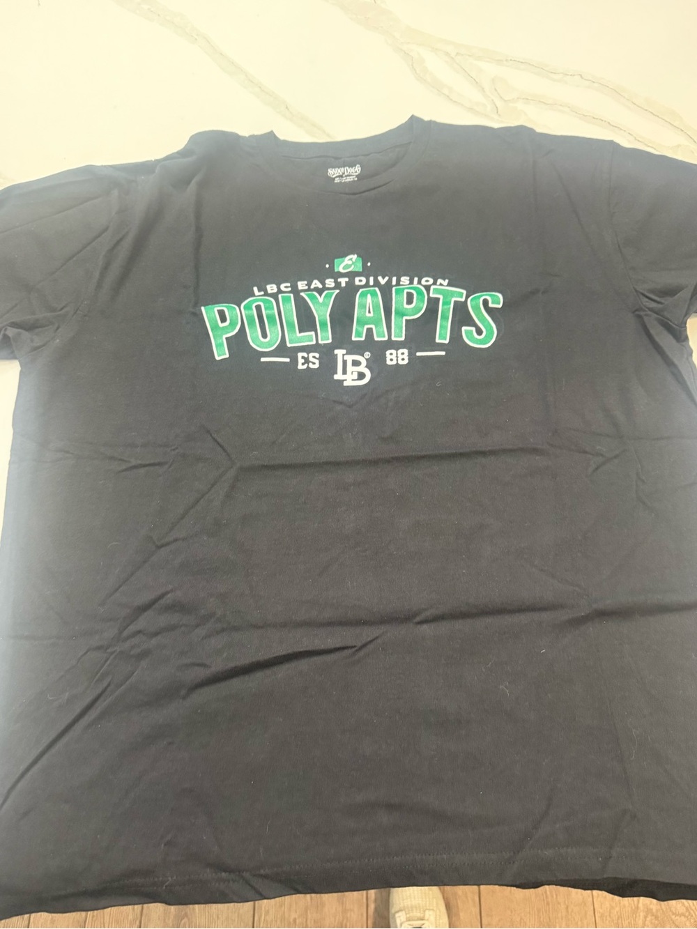 Snoop Dogg Black 'Poly Apts' Graphic Tee with Green Lettering
